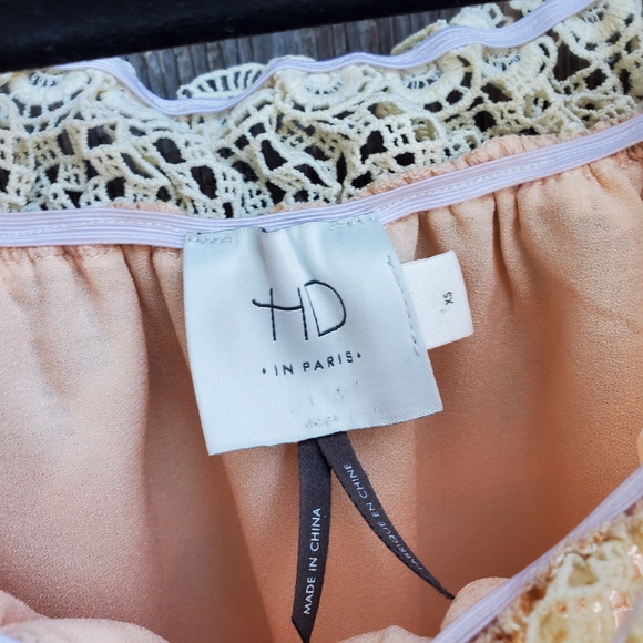 Anthropologie Lace Off the Shoulder Cream Peach Dress - Picture 6 of 7